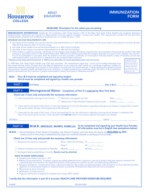 New York Adult Immunization Education Form