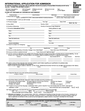 International Application for Admission
