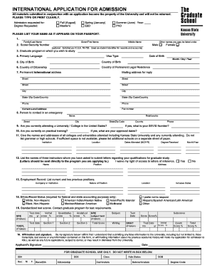 International Application for Admission