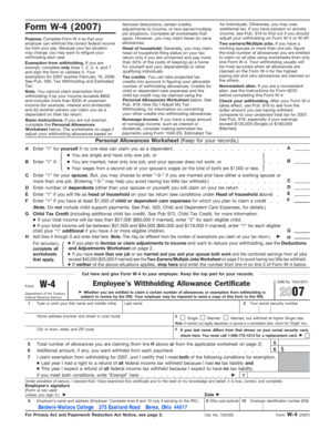 Form W-4 (2007) Employee’s Withholding Allowance Certificate