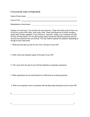 Cycles of Life Interview Form