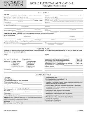 2009-10 First-year Application Form