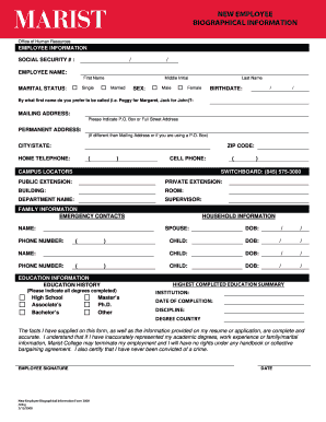 Personal Information Form - Marist College - marist