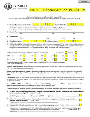 2009-2010 Financial Aid Application