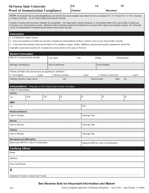 Siue immunization records - proof of immunization