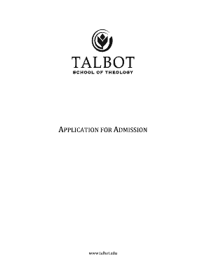 Talbot School of Theology Application for Admission