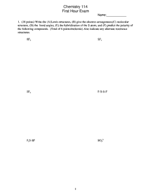 Chemistry 114 First Hour Exam
