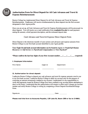 Authorization Form for Direct Deposit