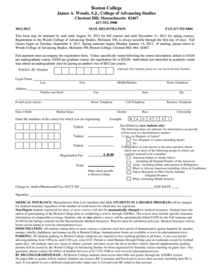 Boston College Registration Form