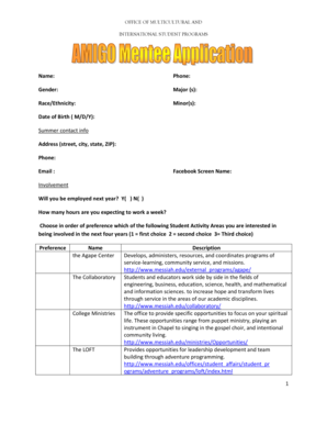 Fillable Online messiah Application form - Messiah College - messiah ...