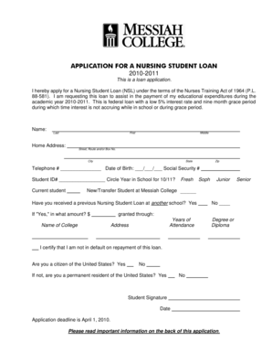 Nursing Student Loan Application