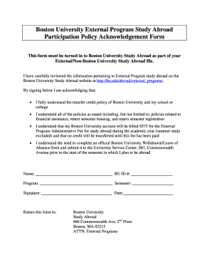 Participation Policy Acknowledgement Form - Boston University - bu