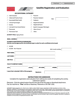 Satellite Registration and Evaluation Form