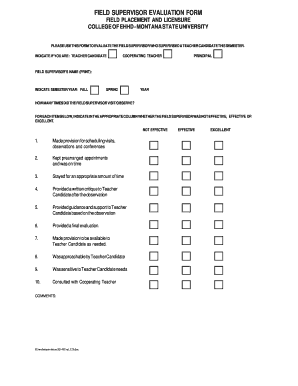 teacher evaluation form by supervisor pdf