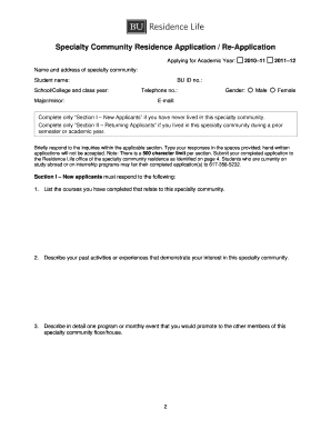 Specialty Community Residence Application