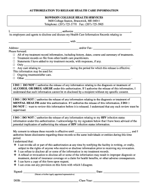 bowdoin college medical release form