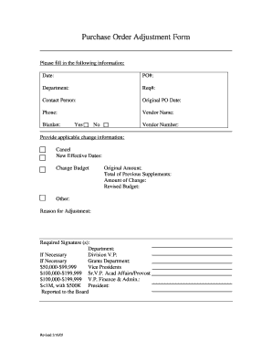 Fillable Online Purchase Order Adjustment Form Fax Email Print - pdfFiller