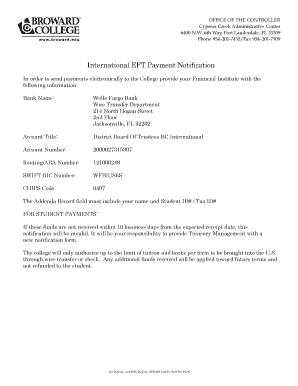 International EFT Payment Notification