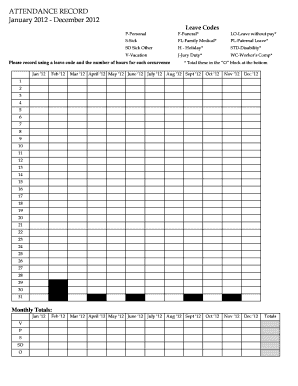 Employee Attendance Record Form