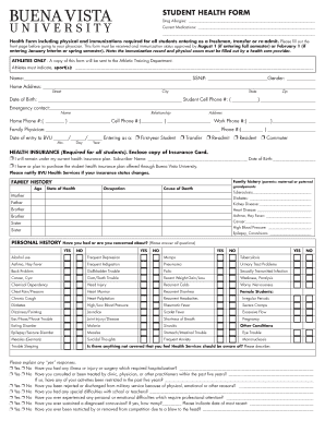 Student Health Form