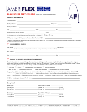 AmeriFlex Request for Service Form