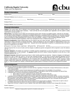 California Baptist University Tuition Fee Agreement