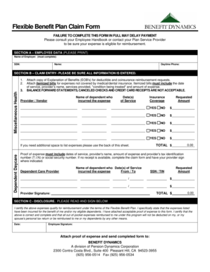 Flexible Benefit Plan Claim Form