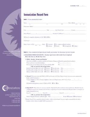 Immunization record fillable form