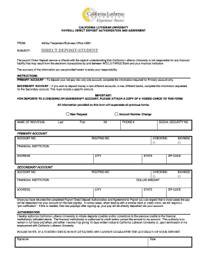 Wells fargo direct deposit slip - Direct Deposit Form - California Lutheran University - callutheran