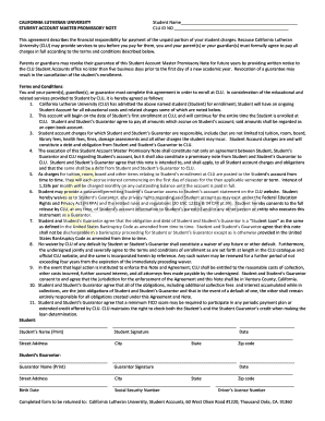 California Lutheran University Student Account Master Promissory Note