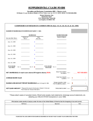 Supplemental Claim Form