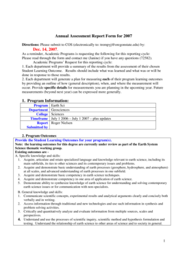 Earth Sci Assessment Report form 2007 - Oregon State University - oregonstate