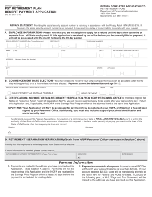 California Retirement Benefit Payment Application