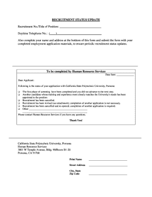 Recruitment Status Update Form