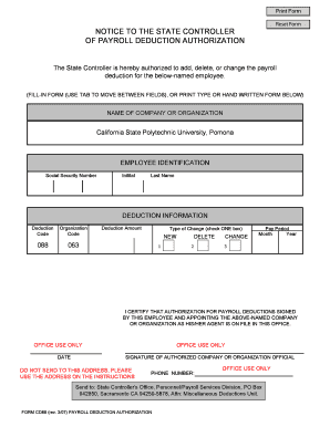 California Payroll Deduction Authorization Form CD88