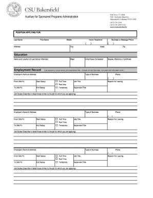 Employment Application - California State University Bakersfield - csub