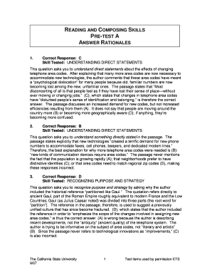 reading and composing skills pre test form