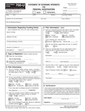 California Statement of Economic Interests Form 700-U