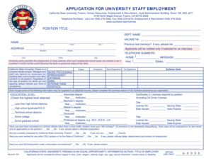 California Staff Employment Application Form