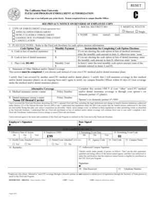 California State University FlexCash Enrollment Authorization