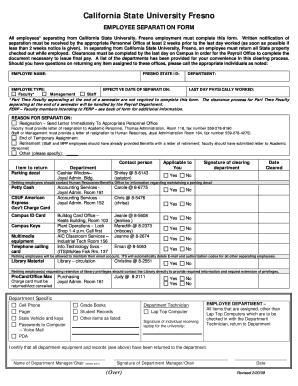 employee separation form california state university