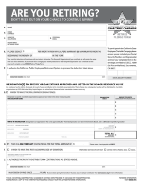 California State Employees Charitable Campaign Retiree Pledge Form