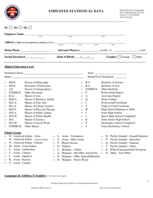 Employee Statistical Data Form