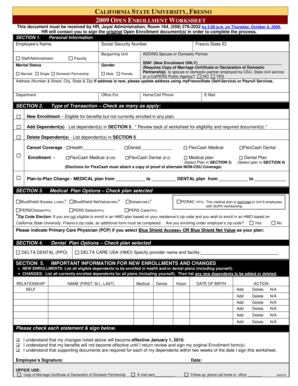 California State University Open Enrollment Worksheet