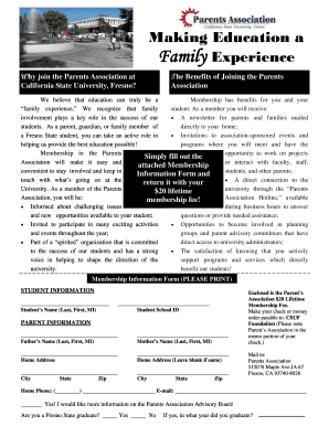 Parents Association Membership Form