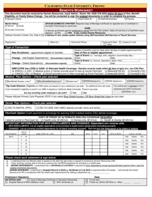 California State University Benefits Worksheet