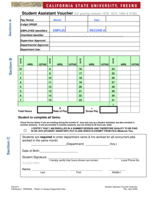 Student Assistant Voucher