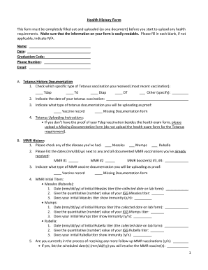 Health History Form