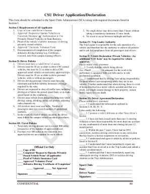 CSU Driver Application/Declaration