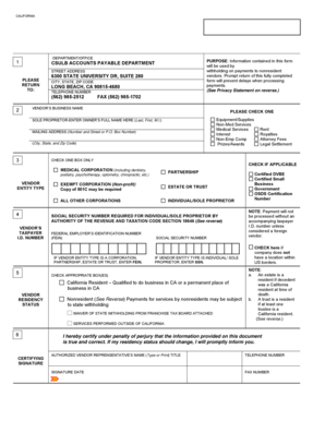 California Vendor Data Record Form